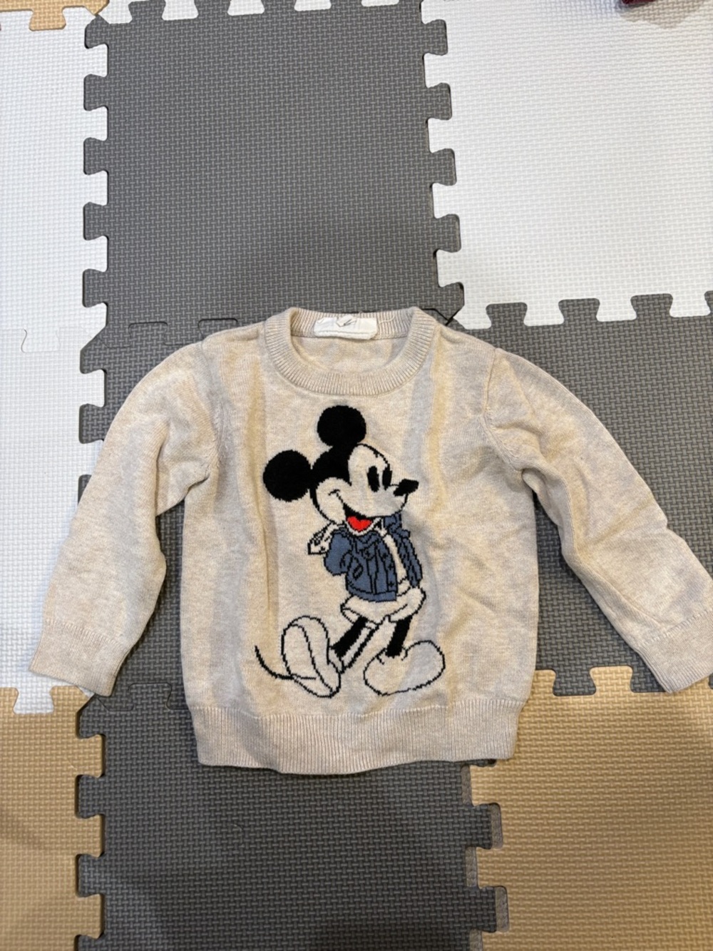 GAP Beige Kids Sweater with Black and Blue Mickey